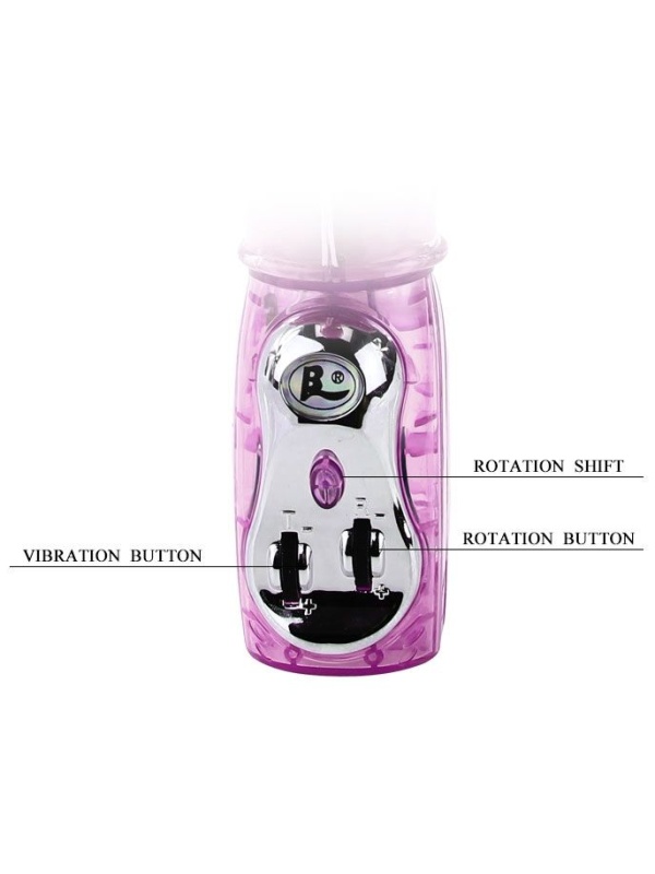 Вибромассажер с ротацией, возвратно-поступательным движением и стимулятором клитора - 29 см.