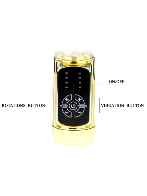 Золотистый вибратор Gold Rabbit Prince с ротацией - 21,5 см.