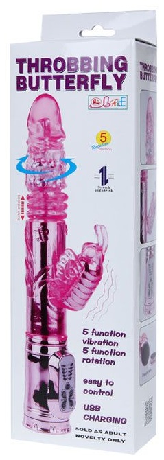 Вибратор-бабочка Throbbing Butterfly - 29,5 см.