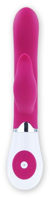 Розовый вибратор Felix с клиторальным стимулятором - 21 см.