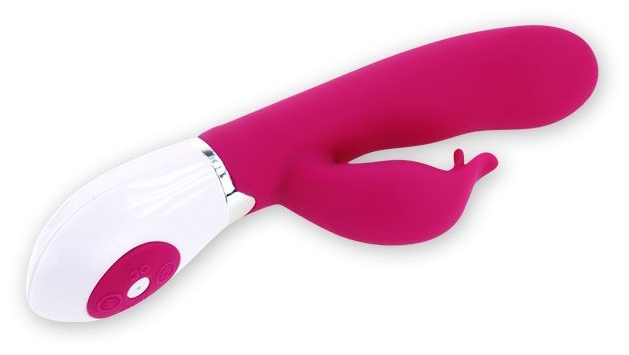 Розовый вибратор Felix с клиторальным стимулятором - 21 см.