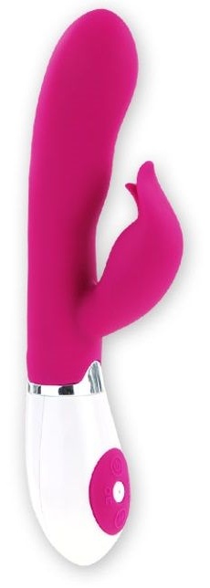 Розовый вибратор Felix с клиторальным стимулятором - 21 см.