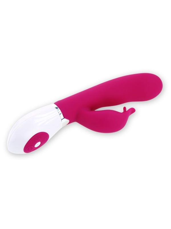 Розовый вибратор Felix с клиторальным стимулятором - 21 см.