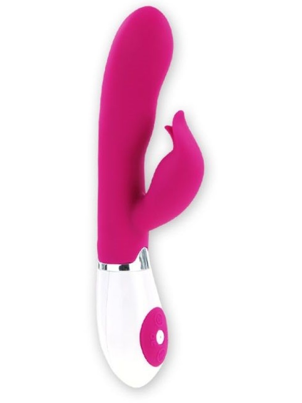 Розовый вибратор Felix с клиторальным стимулятором - 21 см.