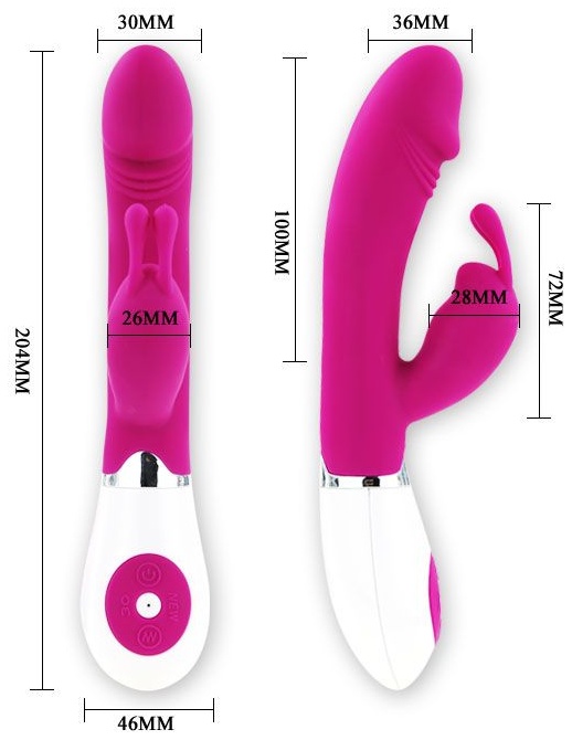 Розовый вибратор Gene с клиторальным стимулятором - 20,4 см.