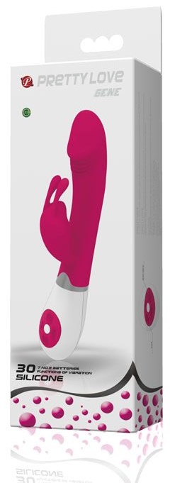 Розовый вибратор Gene с клиторальным стимулятором - 20,4 см.