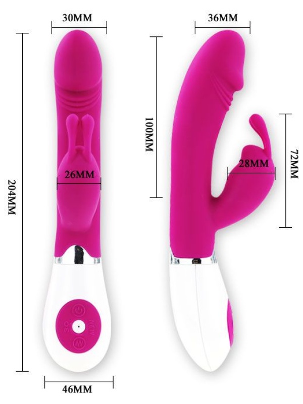 Розовый вибратор Gene с клиторальным стимулятором - 20,4 см.