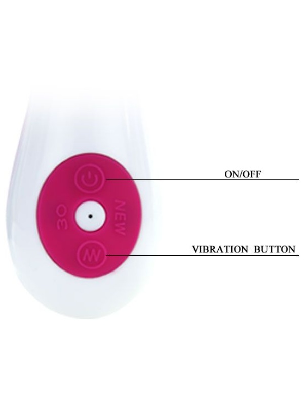 Розовый вибратор Gene с клиторальным стимулятором - 20,4 см.