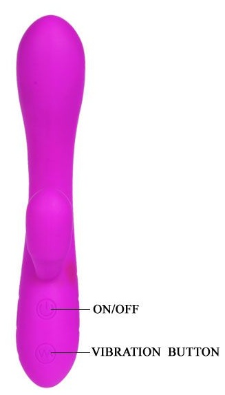 Лиловый вибратор Victor с клиторальным стимулятором - 17 см.