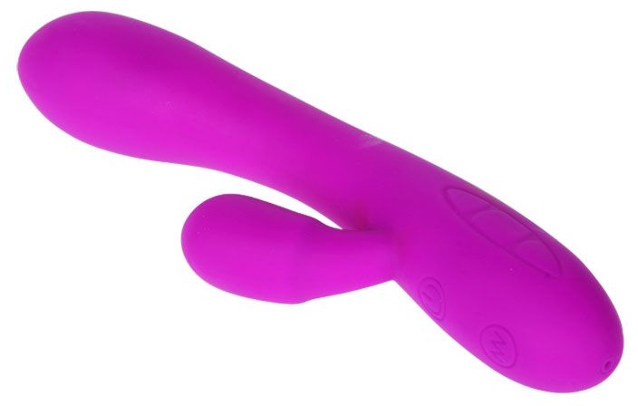 Лиловый вибратор Victor с клиторальным стимулятором - 17 см.