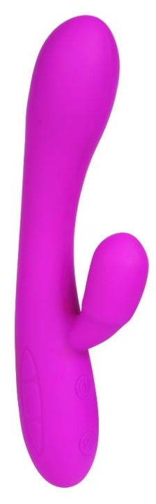 Лиловый вибратор Victor с клиторальным стимулятором - 17 см.