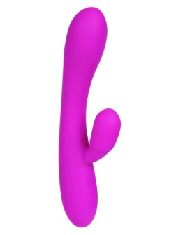 Лиловый вибратор Victor с клиторальным стимулятором - 17 см.