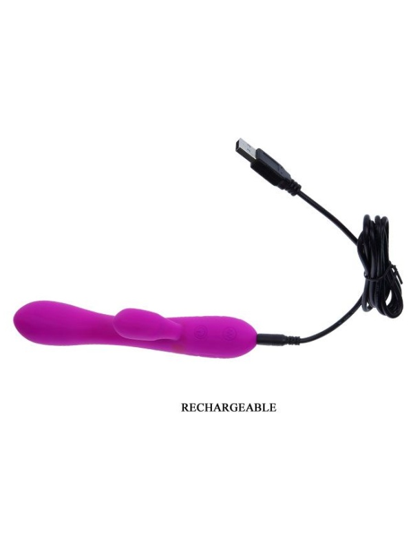 Лиловый вибратор Victor с клиторальным стимулятором - 17 см.