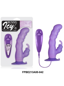 Гибкий фиолетовый вибратор с клиторальным стимулятором - 18 см.