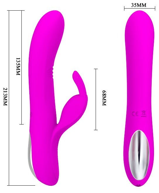 Вибратор с зайчиком-стимулятором клитора Dylan - 21,3 см.