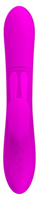 Вибратор с зайчиком-стимулятором клитора Dylan - 21,3 см.