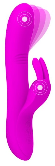 Вибратор с зайчиком-стимулятором клитора Dylan - 21,3 см.