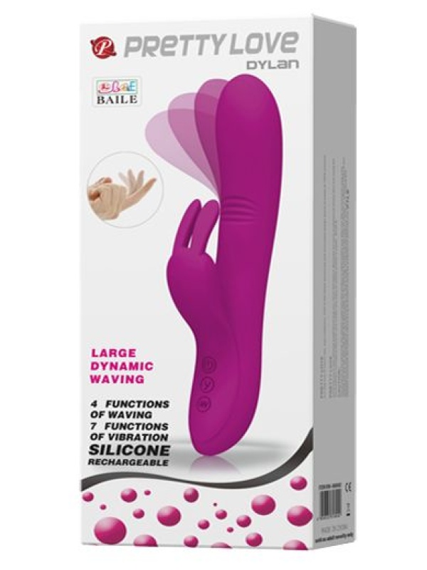 Вибратор с зайчиком-стимулятором клитора Dylan - 21,3 см.