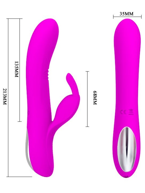 Вибратор с зайчиком-стимулятором клитора Dylan - 21,3 см.