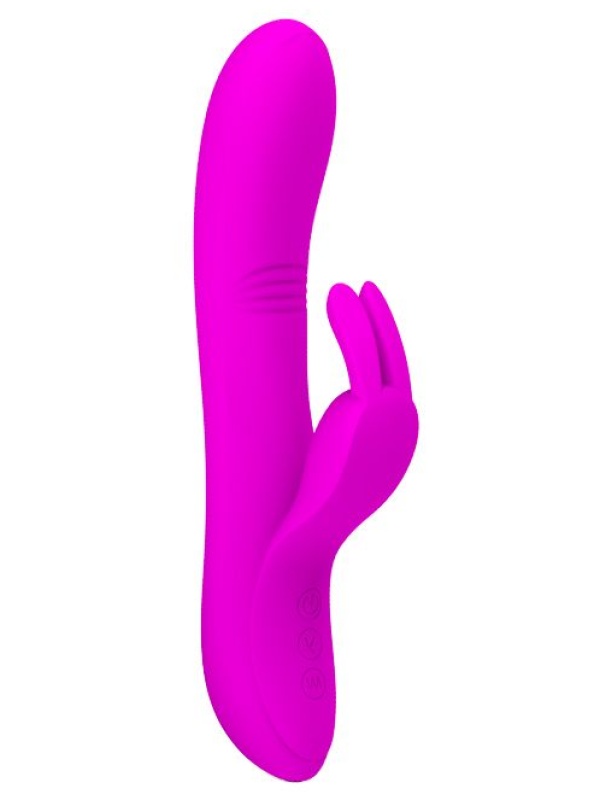 Вибратор с зайчиком-стимулятором клитора Dylan - 21,3 см.