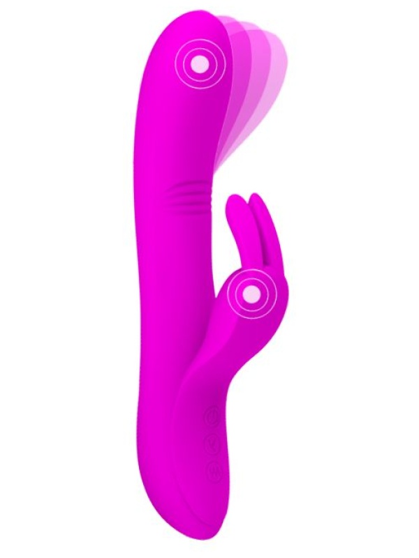 Вибратор с зайчиком-стимулятором клитора Dylan - 21,3 см.