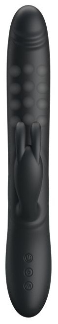 Чёрный вибратор с вращающимися бусинами Colin - 25 см.