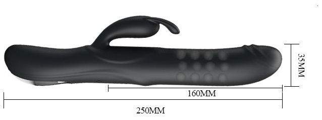 Чёрный вибратор с вращающимися бусинами Colin - 25 см.