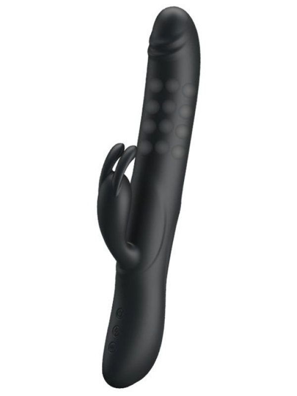 Чёрный вибратор с вращающимися бусинами Colin - 25 см.