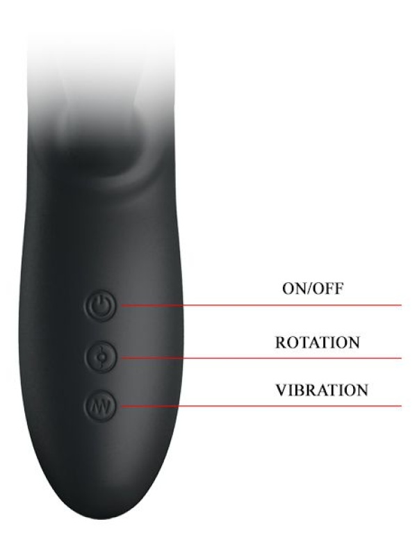 Чёрный вибратор с вращающимися бусинами Colin - 25 см.