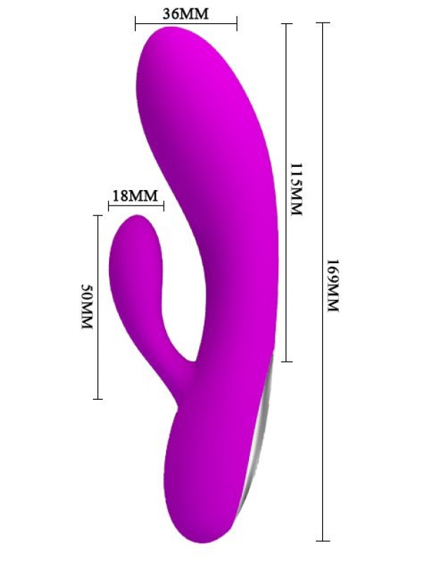 Эргономичный вибромассажер Alvin со стимулятором клитора - 16,9 см.