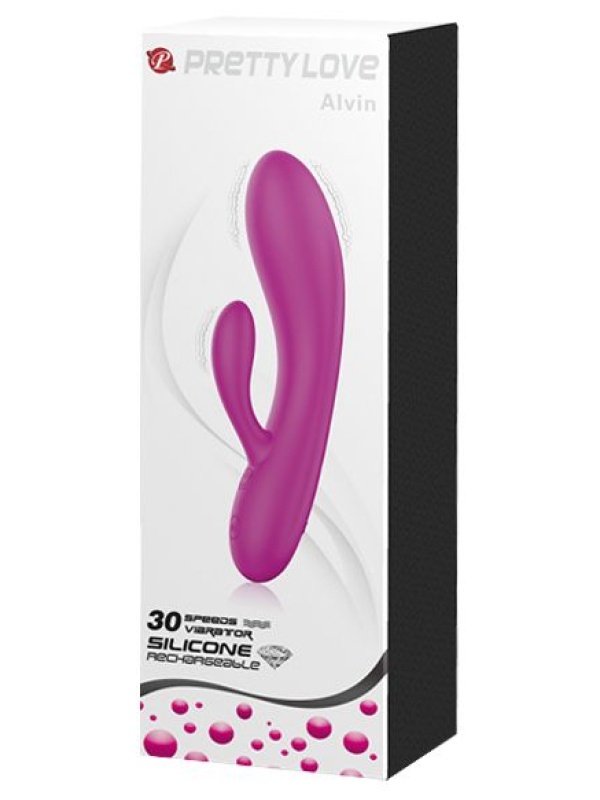 Эргономичный вибромассажер Alvin со стимулятором клитора - 16,9 см.