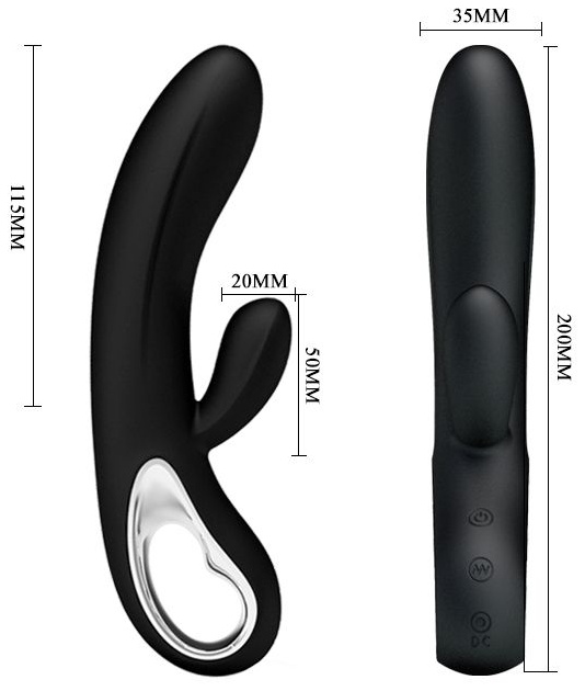 Чёрный вибратор Elmer с 12 видами вибрации - 20 см.