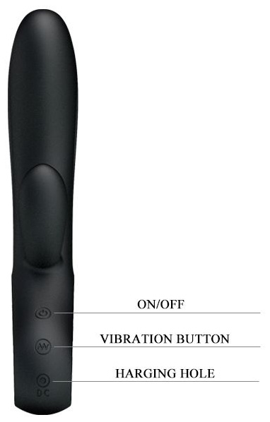 Чёрный вибратор Elmer с 12 видами вибрации - 20 см.