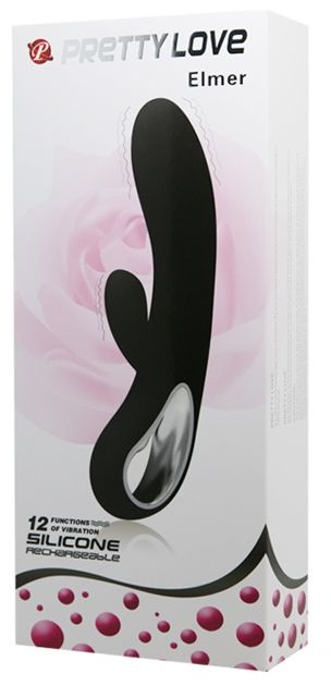 Чёрный вибратор Elmer с 12 видами вибрации - 20 см.