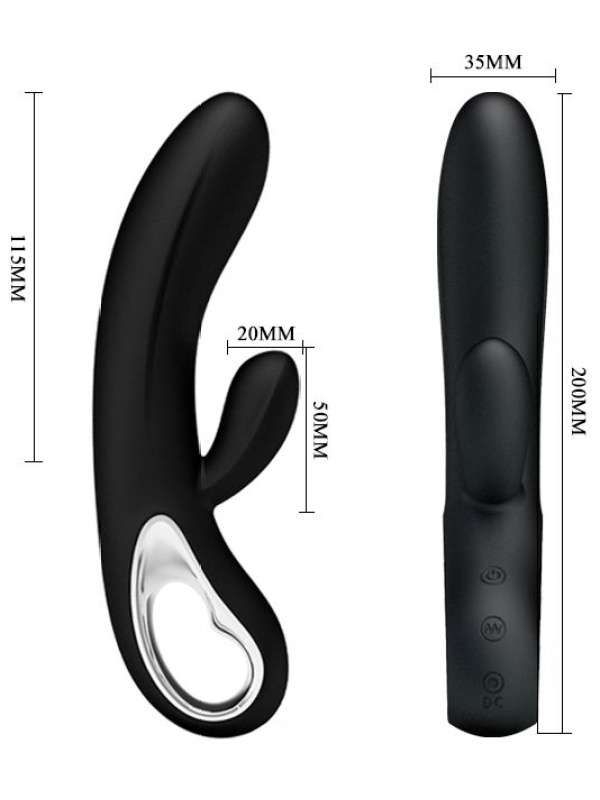 Чёрный вибратор Elmer с 12 видами вибрации - 20 см.