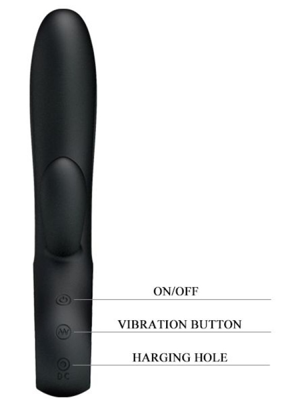 Чёрный вибратор Elmer с 12 видами вибрации - 20 см.