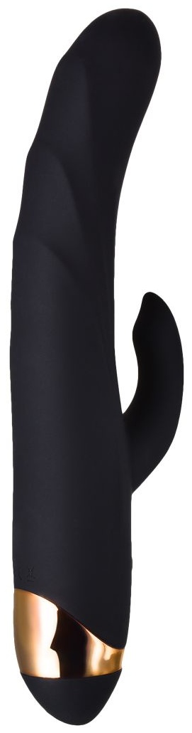 Чёрный вибратор WANAME Thunder с клиторальным отростком - 24,2 см.