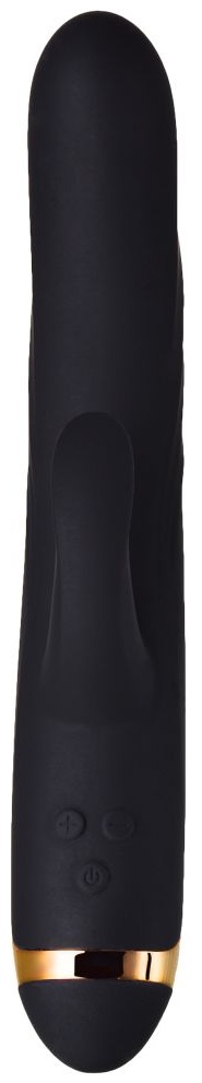 Чёрный вибратор WANAME Thunder с клиторальным отростком - 24,2 см.
