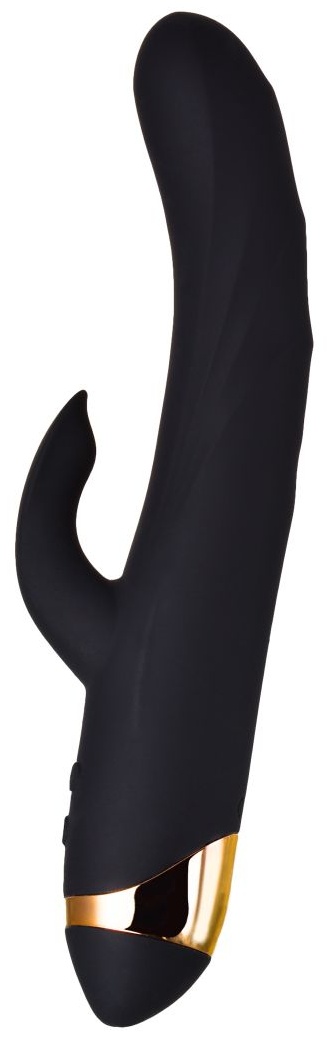 Чёрный вибратор WANAME Thunder с клиторальным отростком - 24,2 см.