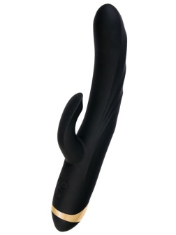 Чёрный вибратор WANAME Thunder с клиторальным отростком - 24,2 см.