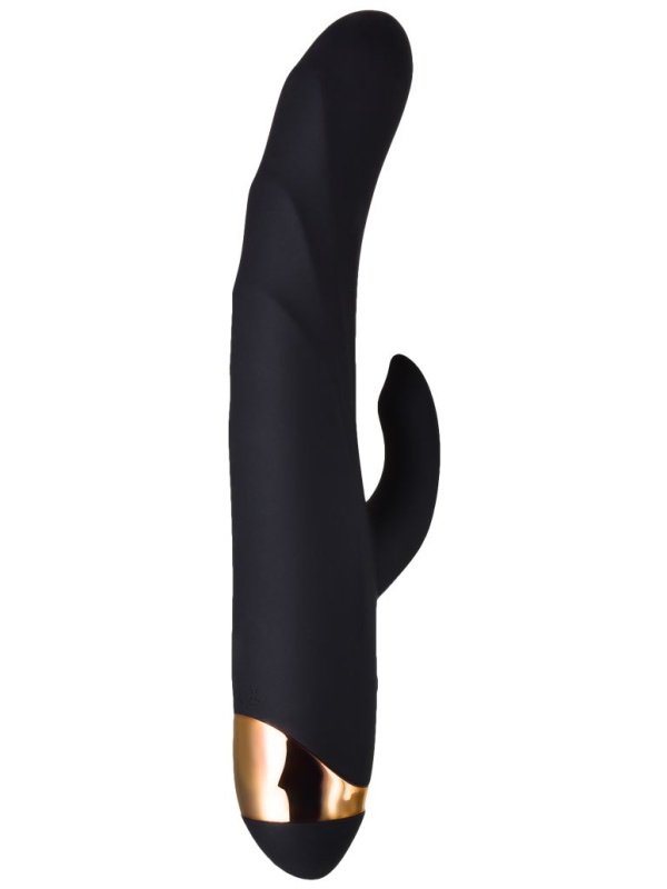 Чёрный вибратор WANAME Thunder с клиторальным отростком - 24,2 см.