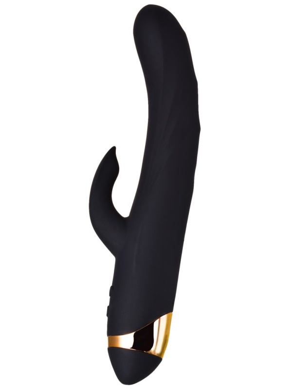 Чёрный вибратор WANAME Thunder с клиторальным отростком - 24,2 см.