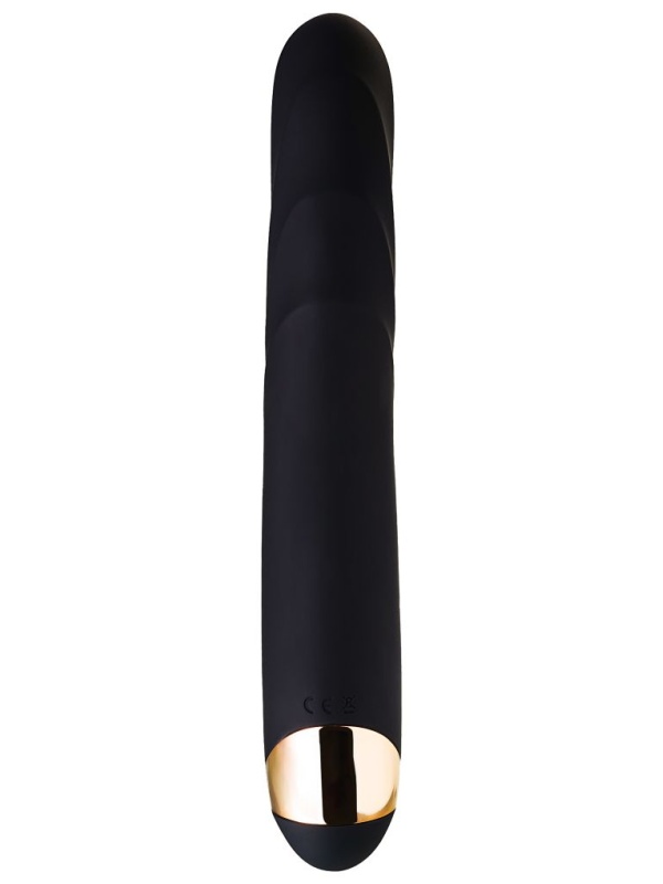 Чёрный вибратор WANAME Thunder с клиторальным отростком - 24,2 см.