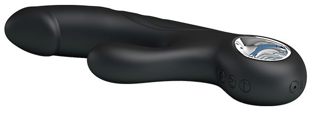 Чёрный вибратор с клиторальным отростком Selene - 19 см.