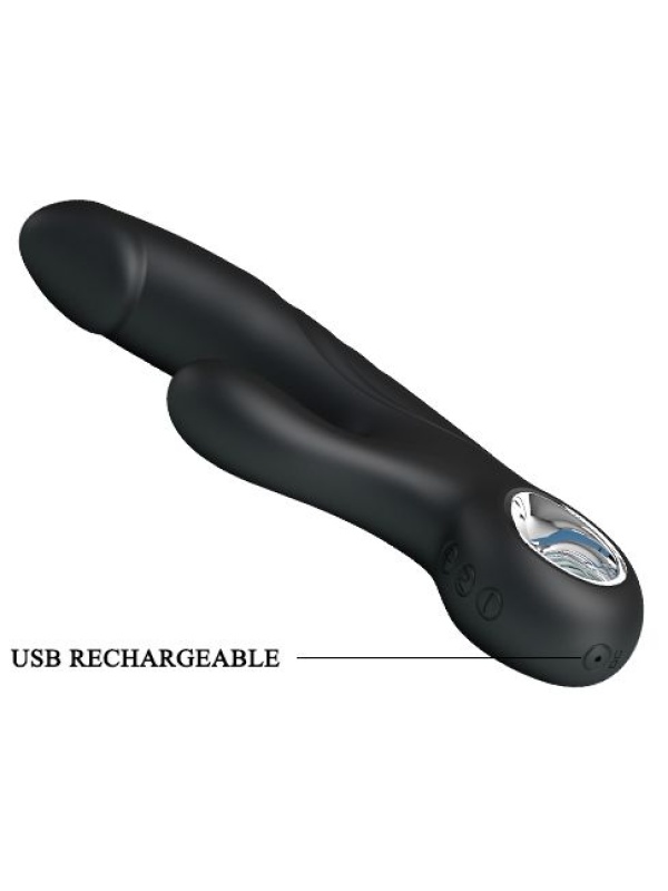 Чёрный вибратор с клиторальным отростком Selene - 19 см.