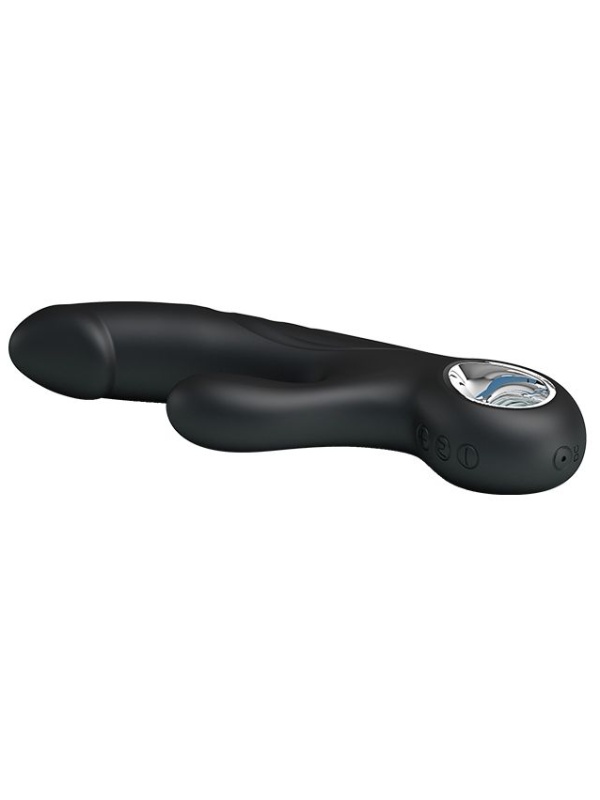 Чёрный вибратор с клиторальным отростком Selene - 19 см.