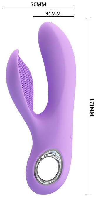 Сиреневый вибратор с клиторальным отростком Canrol - 17,1 см.
