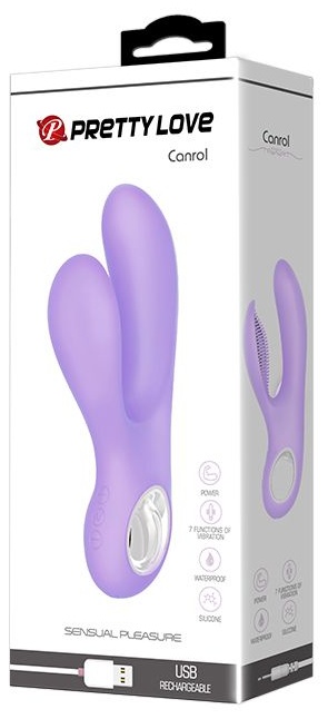 Сиреневый вибратор с клиторальным отростком Canrol - 17,1 см.