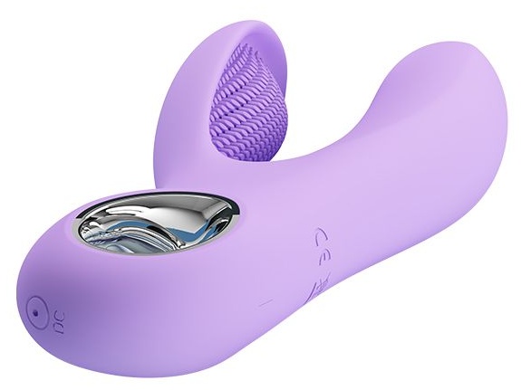 Сиреневый вибратор с клиторальным отростком Canrol - 17,1 см.