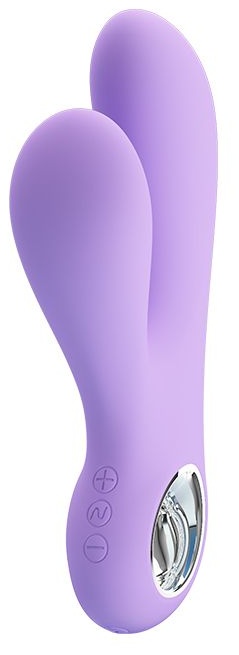 Сиреневый вибратор с клиторальным отростком Canrol - 17,1 см.